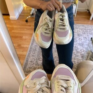 PUMA X-Ray 2 Square Trainers Size 7 Gray Grape White Peach Fizz